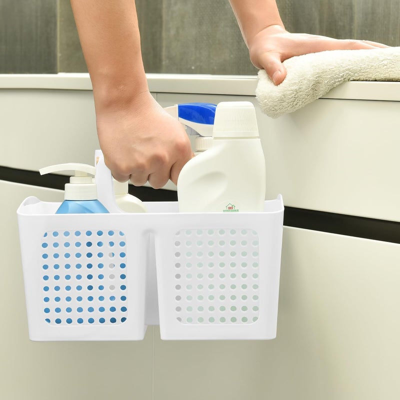 PAKCHOICE Portable Shower Caddy Basket with Compartments, Plastic Divided Cleaning Caddy Organizer Storage Tote with Handle for Bathroom, College, Dorm Room Essentials, White - Image 4